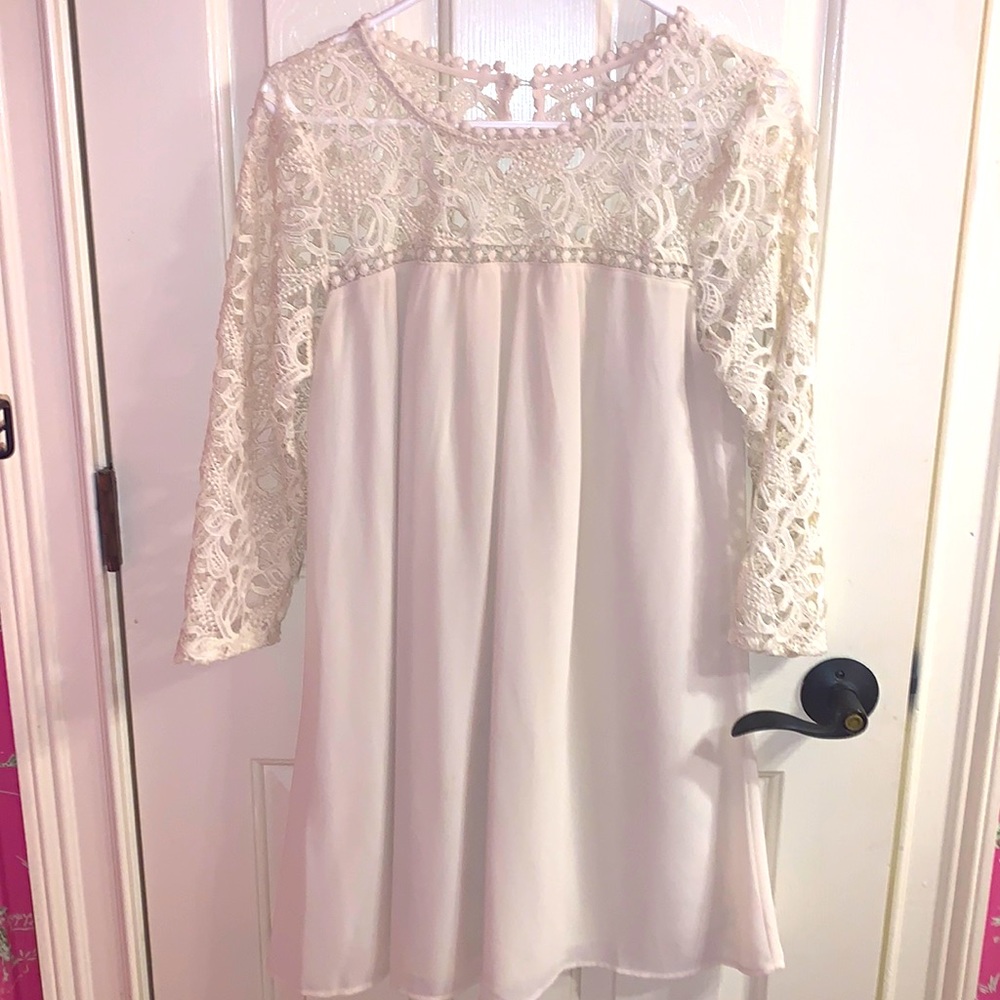 Blue Pepper Vintage, Small, quarter sleeve, white sun dress